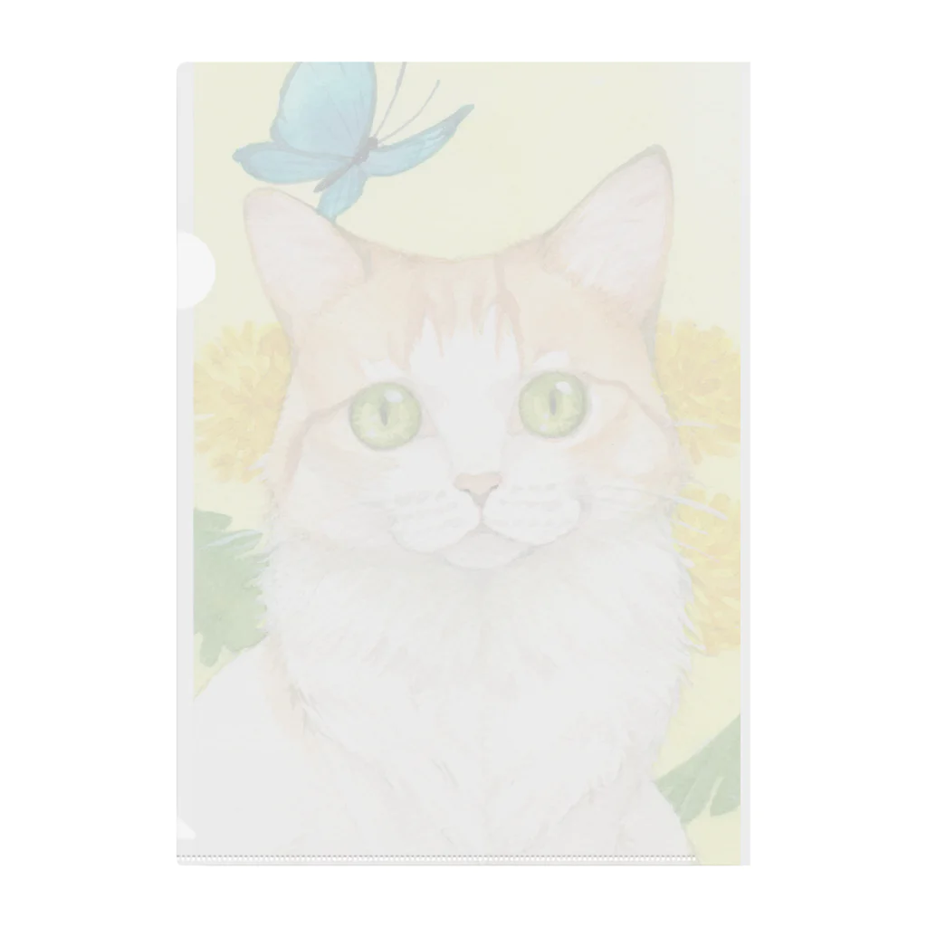 Miaws Shopのタンポポと白茶猫 Clear File Folder