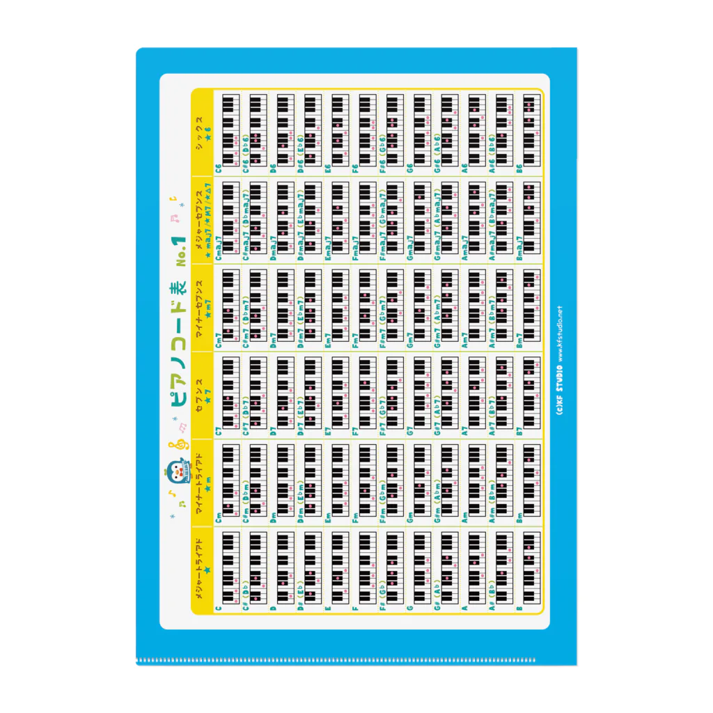 KF STUDIOのピアノコード表のクリアファイル クリアファイル