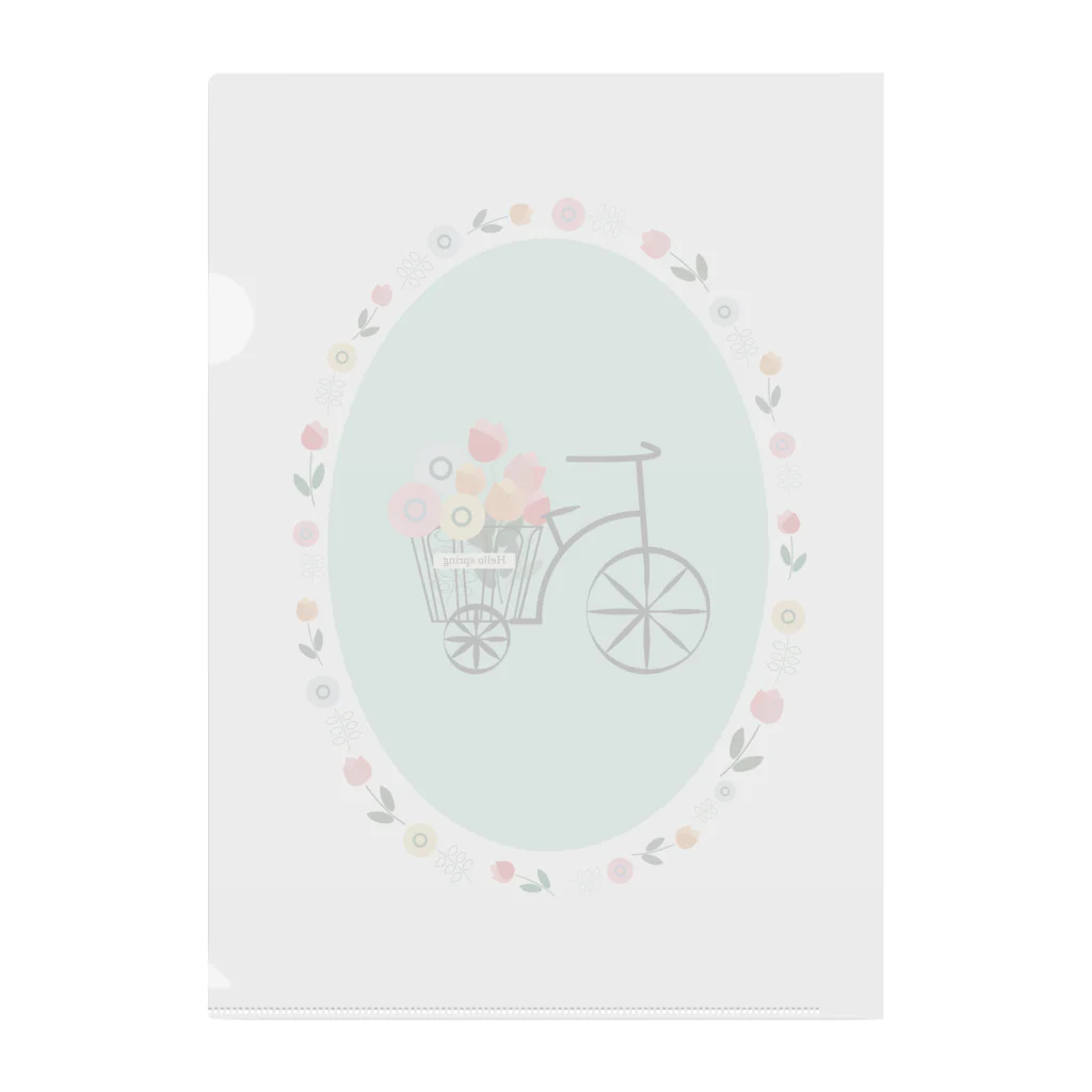 sakuの自転車とお花 Clear File Folder