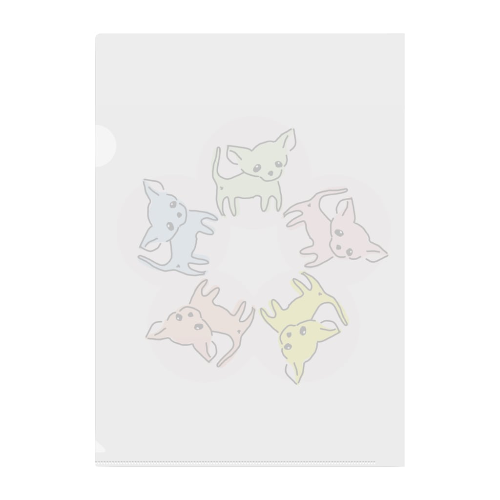 akane_art（茜音工房）のゆるチワワ（フラワーサークル） Clear File Folder