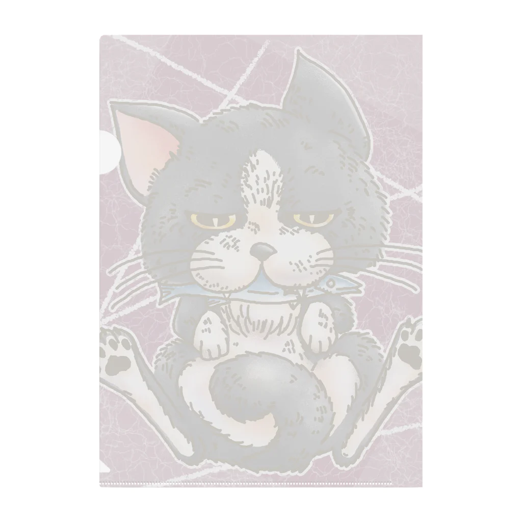 118designの魚を咥えた猫 Clear File Folder