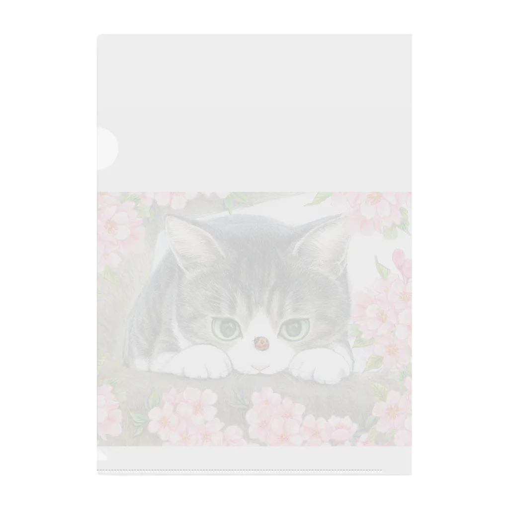 ミケとキジシロの花見猫♪キジシロ猫とてんとう虫 Clear File Folder