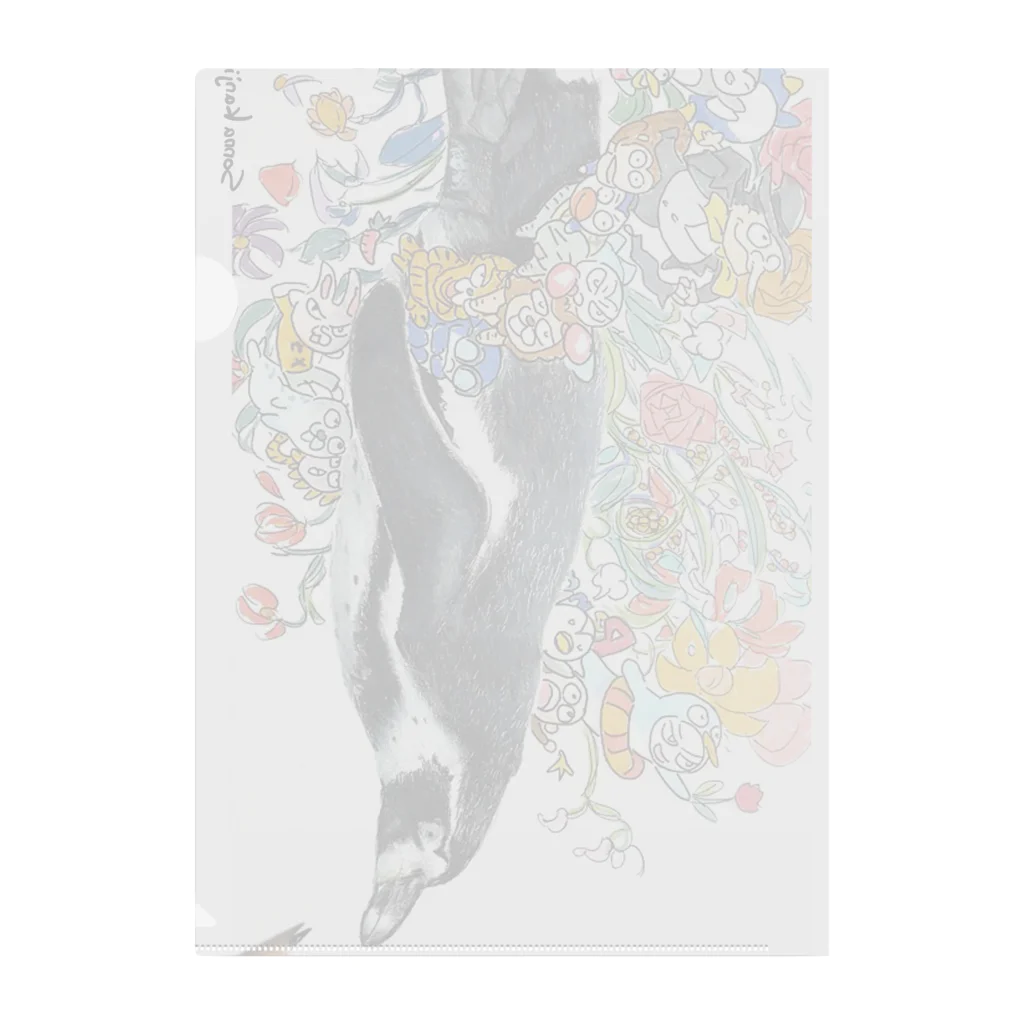 Sonna Kanjiのグッズのペンギン達と花 クリアファイル