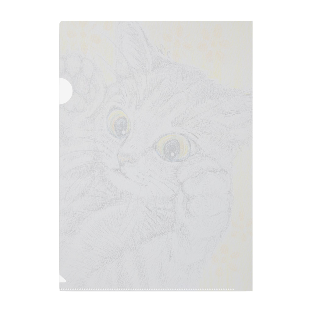 harupink🌸ペット似顔絵illustの色鉛筆にゃんこ Clear File Folder