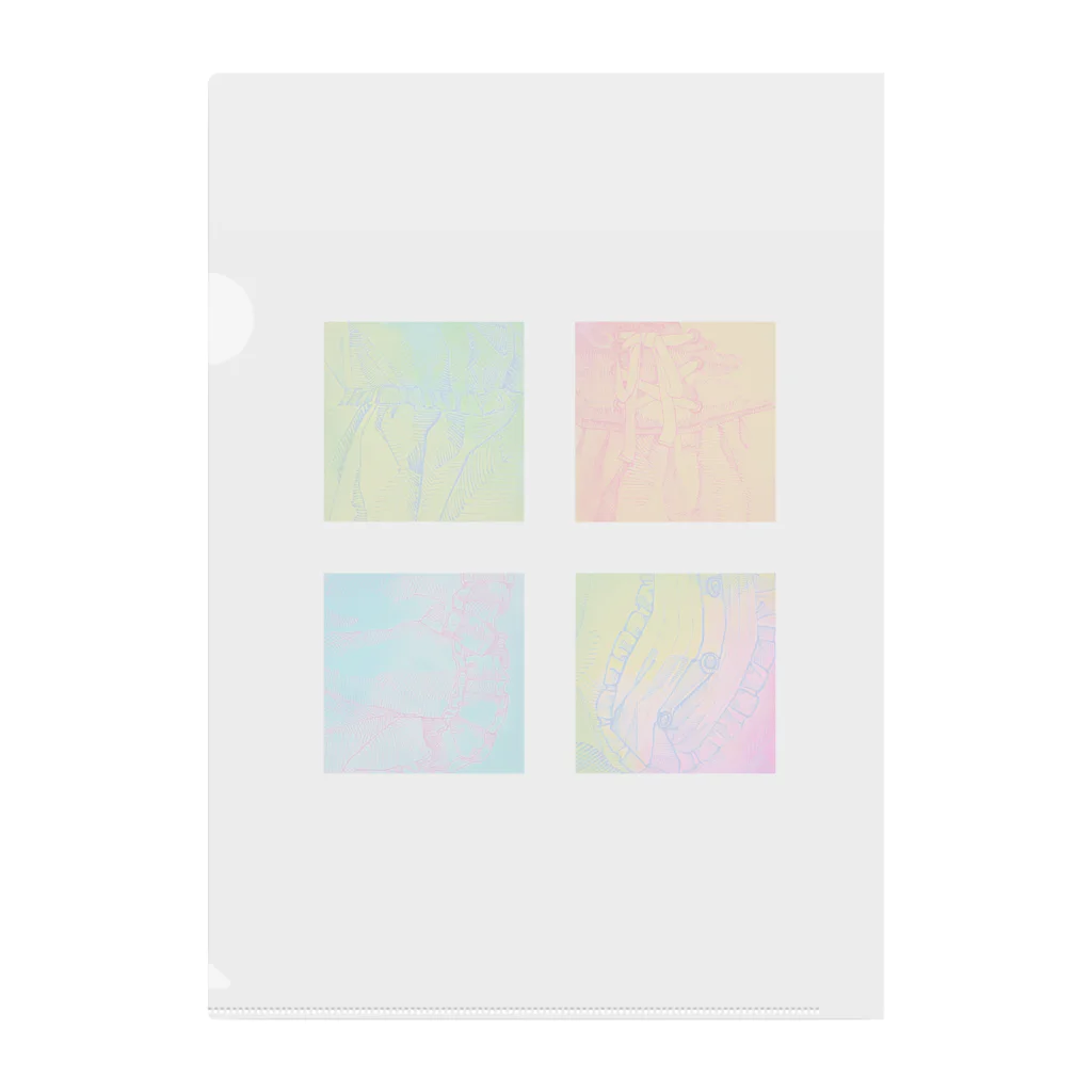 正方形ちゃんのおみせの正方形ちゃん（カラフルフリル） Clear File Folder