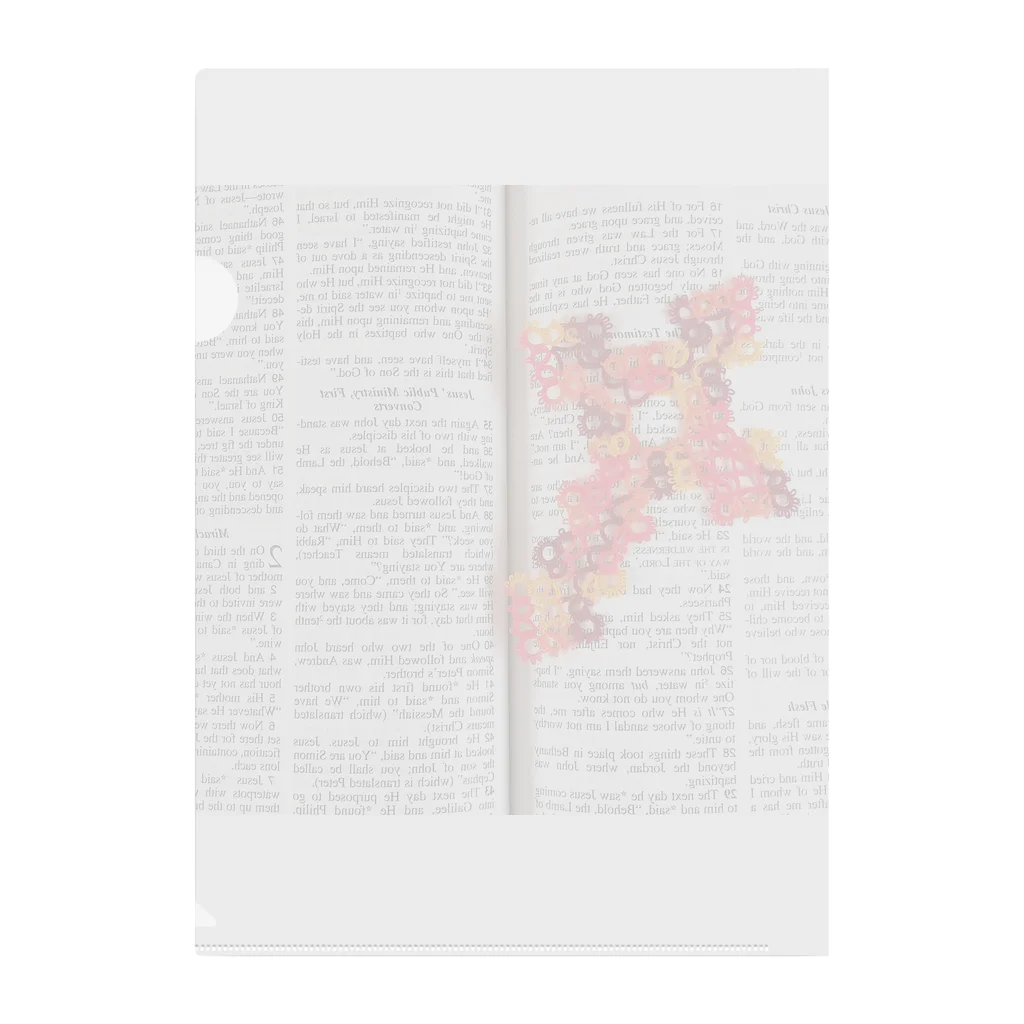 Yuu LaboratoryのTatting Lace Cross Bookmark|Orange Clear File Folder