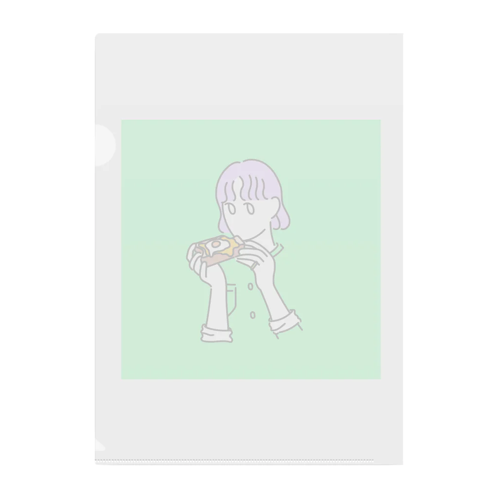 ぱりさらのパン食べる女の子 Clear File Folder