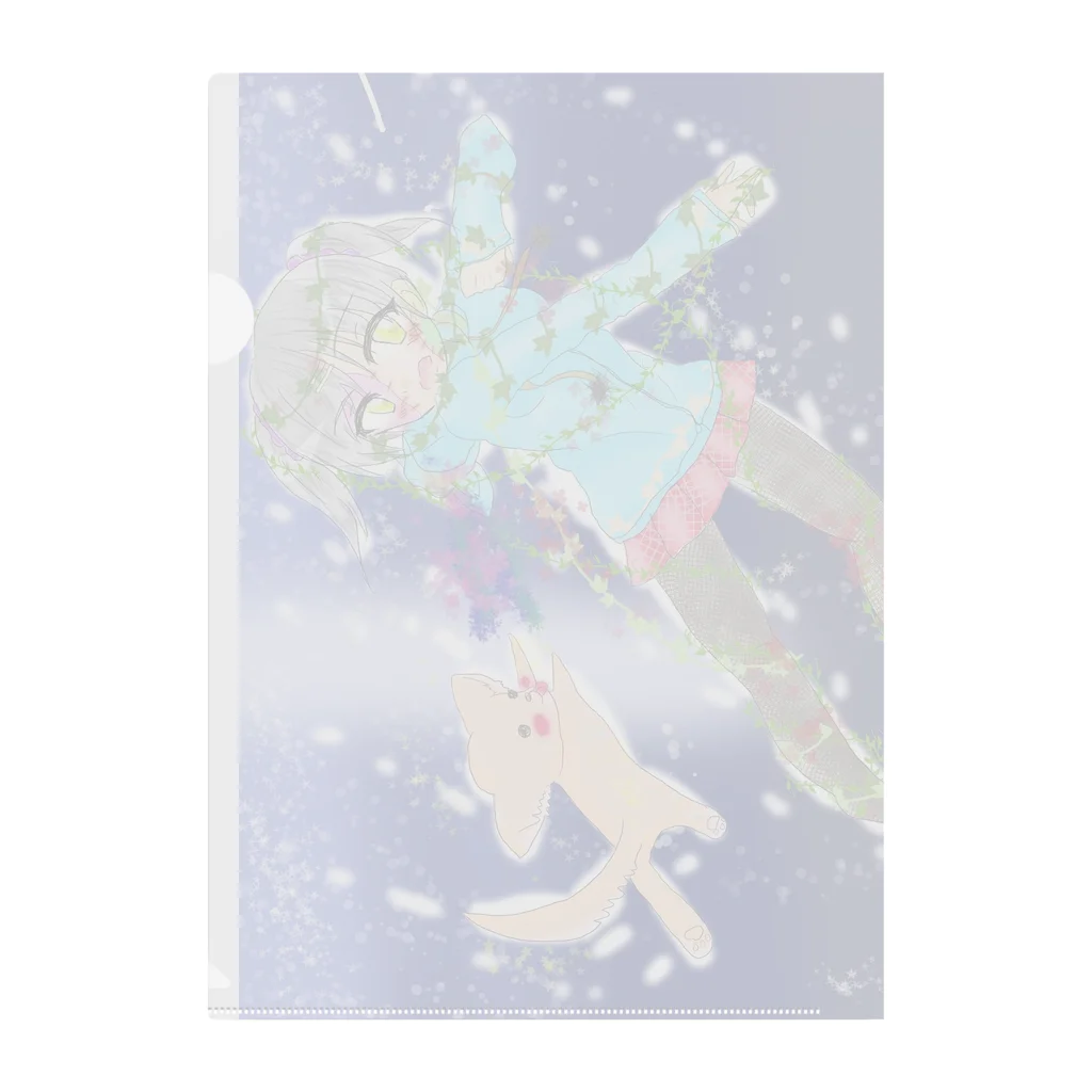 くぅちゃんの犬と女の子と星空 Clear File Folder