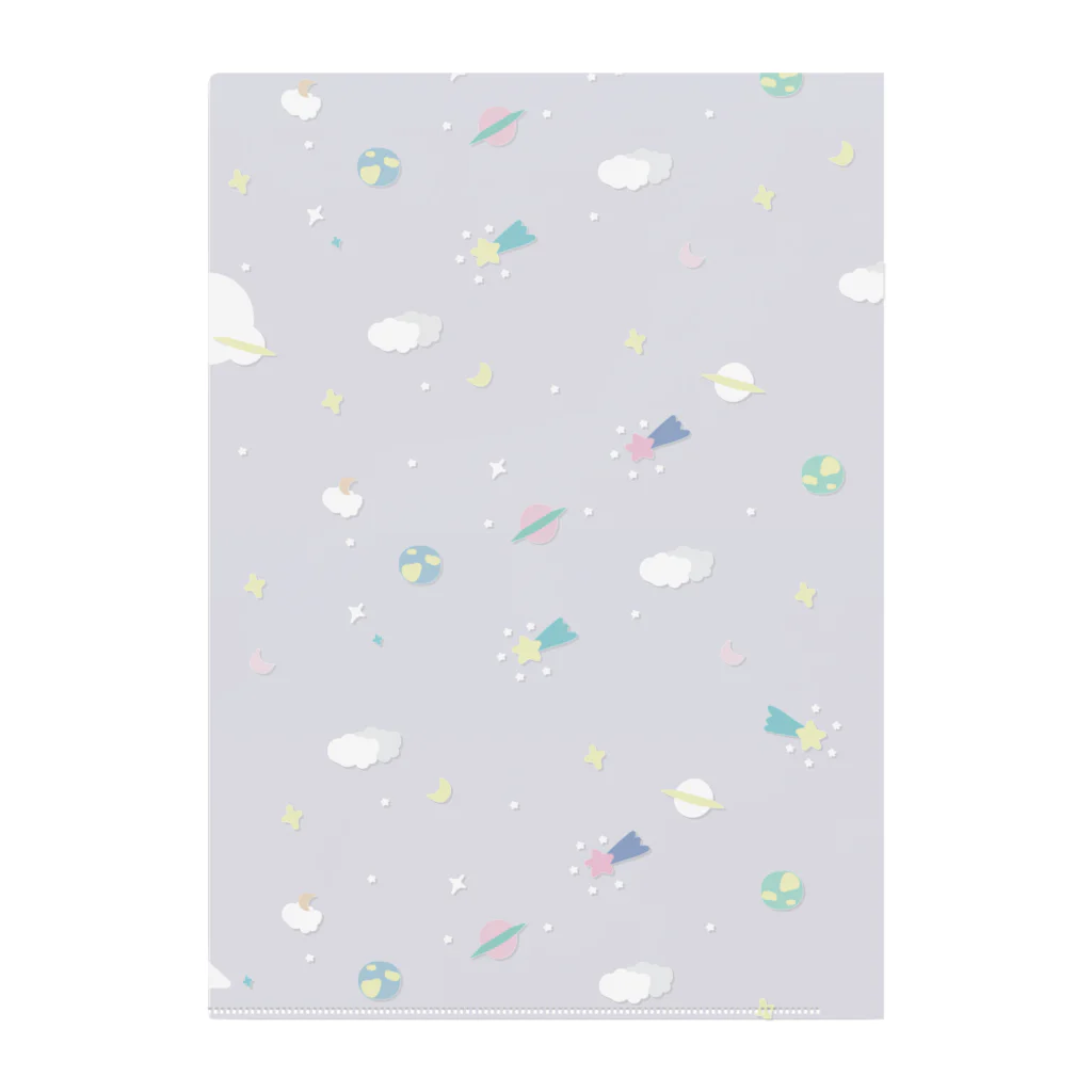 papiko くまさんの宇宙　星屑ロンリネス　パープル Clear File Folder