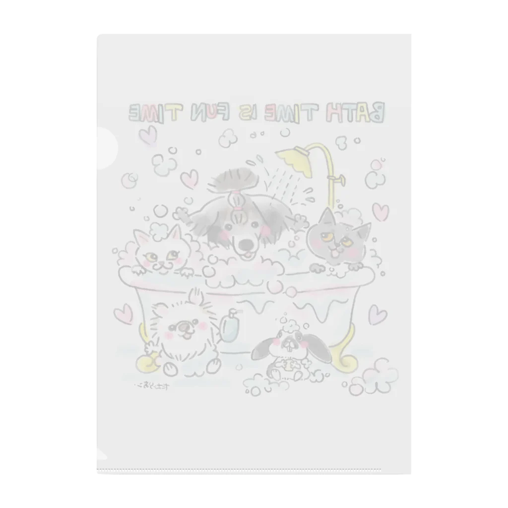 shop あこ猫犬屋のお風呂で遊ぼ Clear File Folder