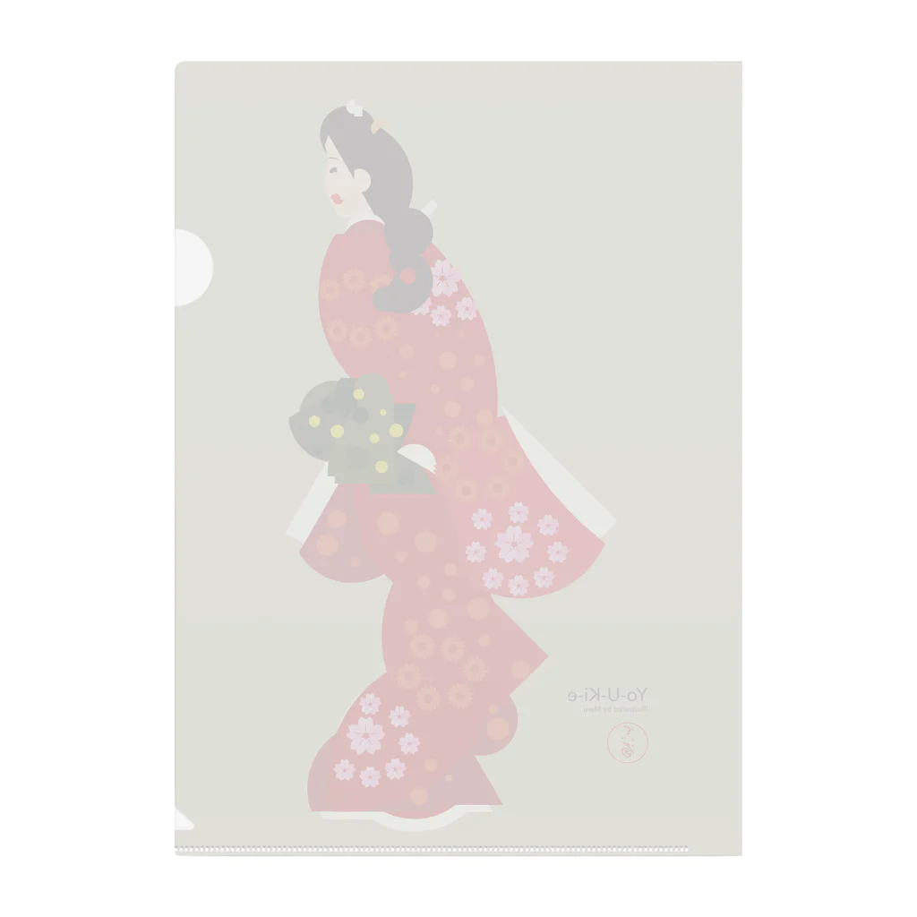 陽気絵屋(Yo-U-Ki-e, ya)-POP浮世絵のYo-U-Ki-e「見返り美人図」（浮世絵）クリアファイル Clear File Folder