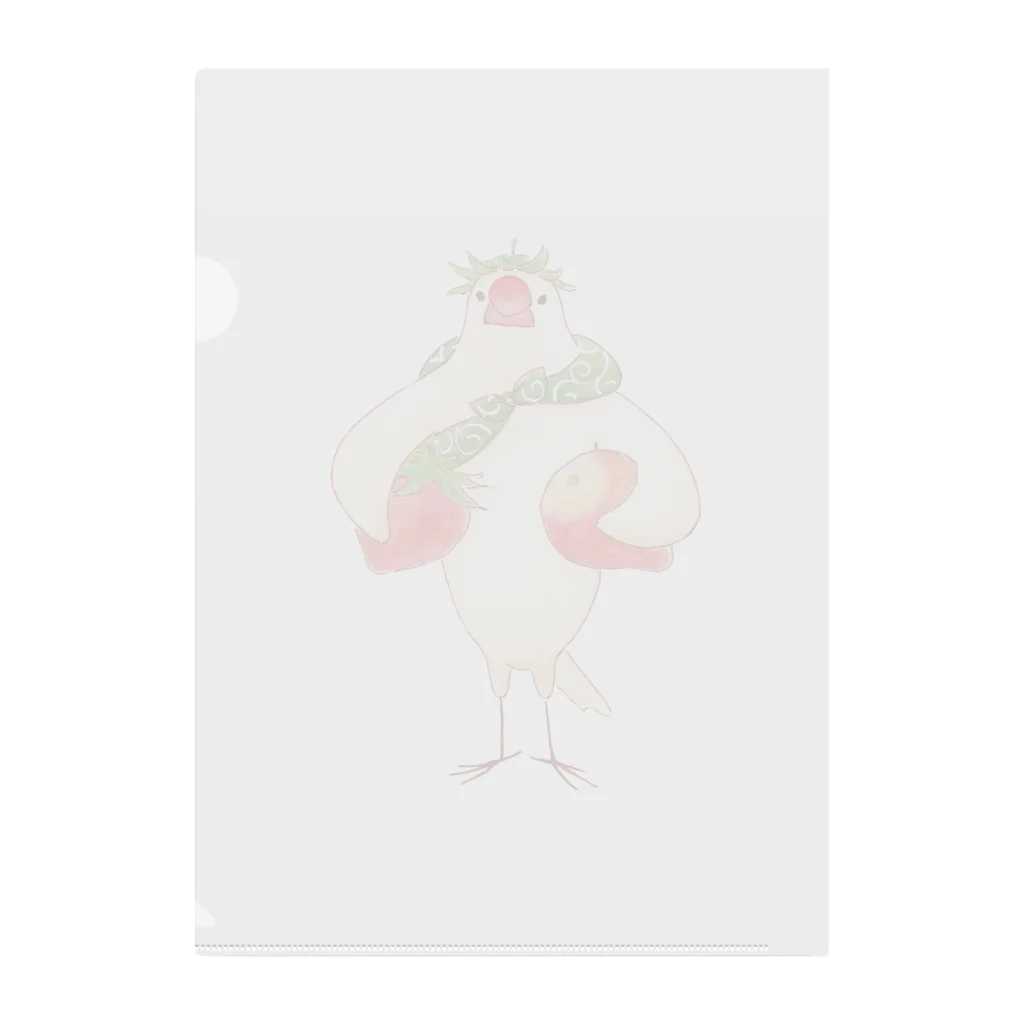 ふろしき文鳥のお店の苺のヘタ冠 クリアファイル