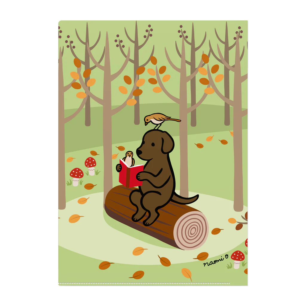 ハッピー・ラブラドールズの森で読書するチョコレートラブラドール Clear File Folder