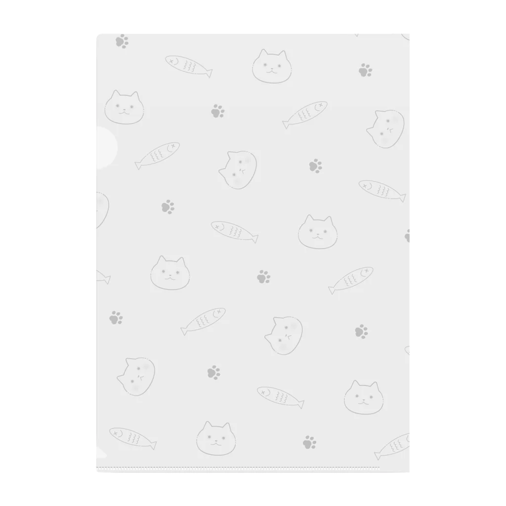 もこはる＊HiNA:＊のねことさかな　パターン柄 Clear File Folder