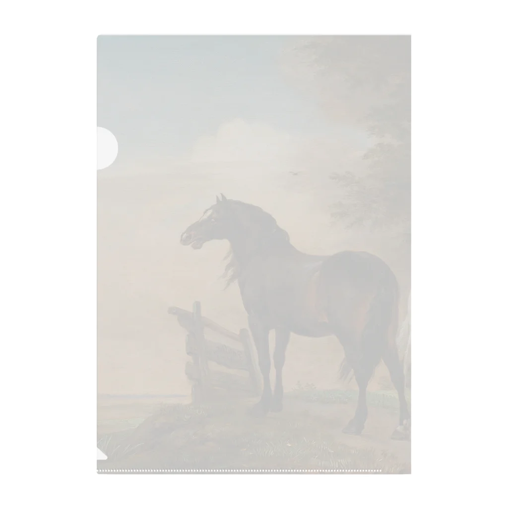 PALA's SHOP　cool、シュール、古風、和風、の　馬2頭の風景 Clear File Folder