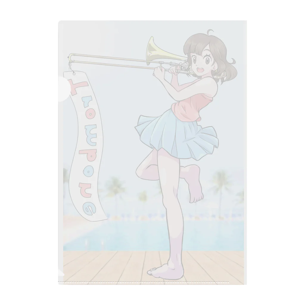 ももねこ工房（　◜◡‾）のトロンボーンのイラスト Clear File Folder