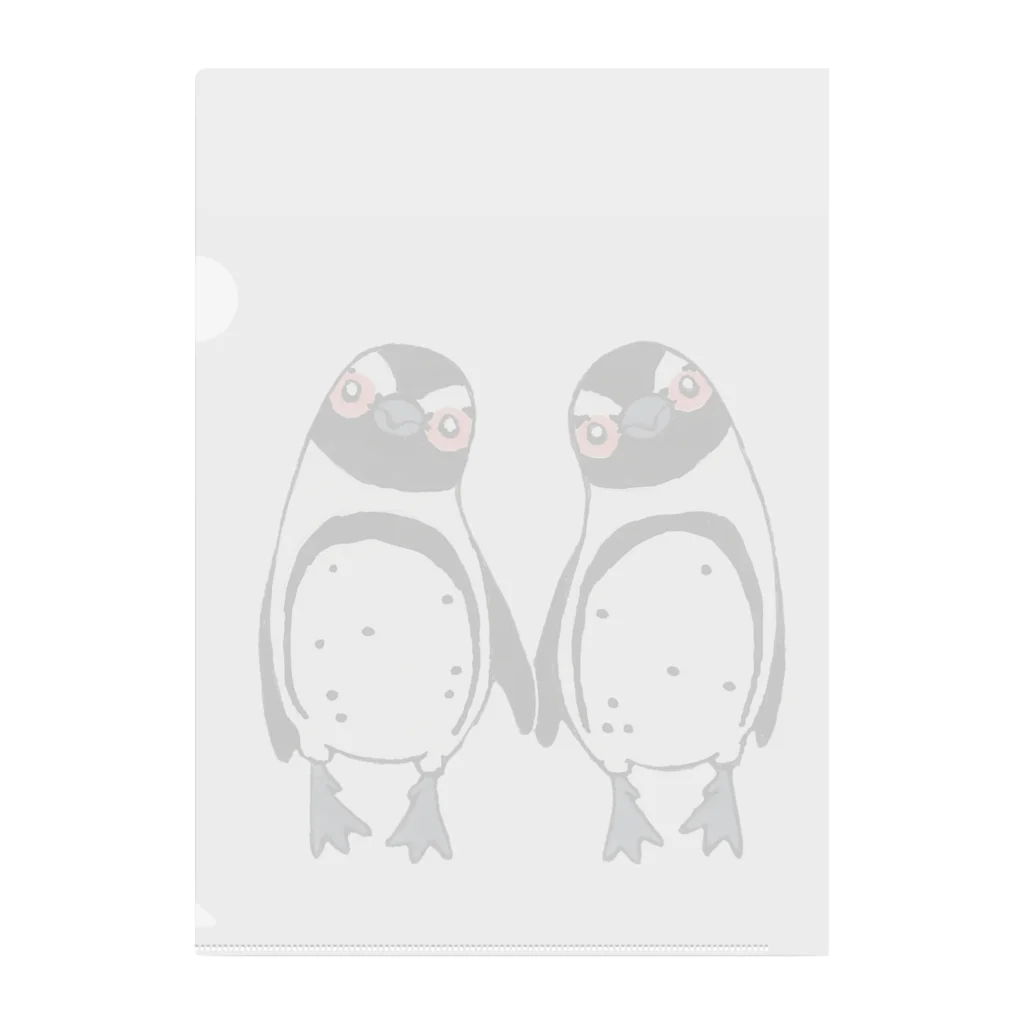 penguininkoの手繋ぎケープペンギンのカップル🐧❤️🐧 クリアファイル