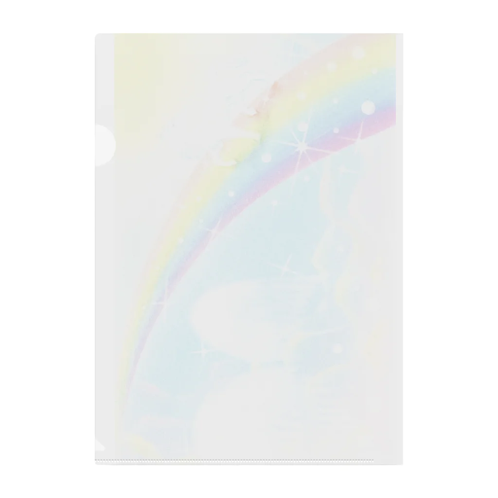  Pastel Design Art 天使のお部屋のユニコーンと虹 Clear File Folder