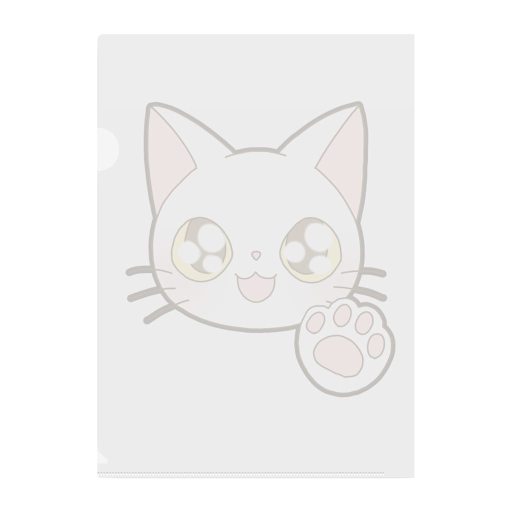 かわいいもののおみせ　いそぎんちゃくのお目目キラキラ白猫ちゃん Clear File Folder