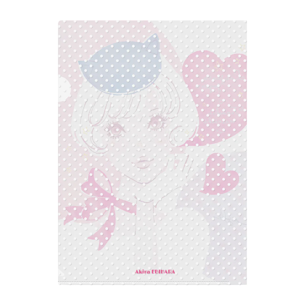 蛯原あきらのねこ耳お帽子 Pink Clear File Folder