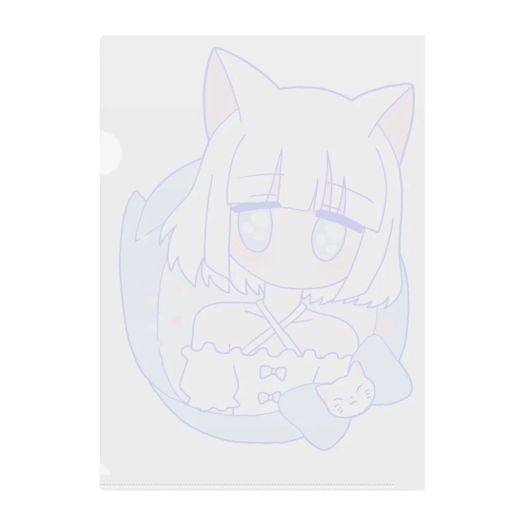 かわいいもののおみせ　いそぎんちゃくの白猫ちゃん🐈 Clear File Folder