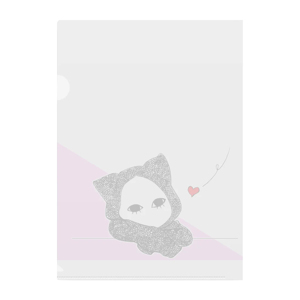 桃原のたそがれキズねこ ピンク Clear File Folder