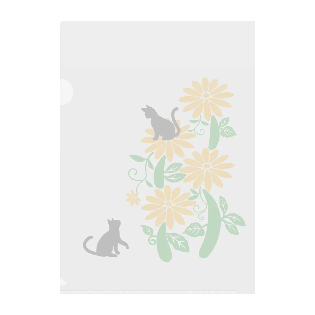 MegSan's free design🌷のフラワーキャットタワー(黒猫) Clear File Folder