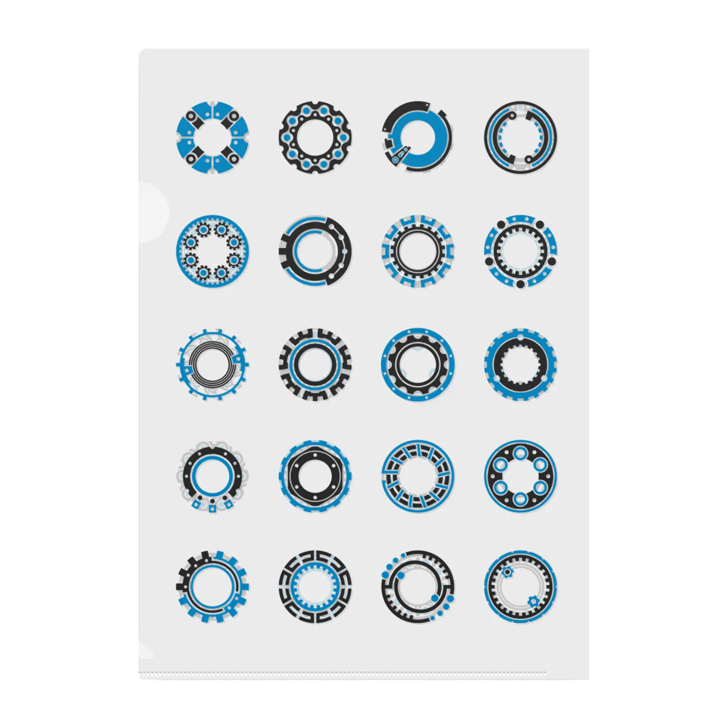 青色品評会 購買部の青色機械要素柄 クリアファイル（ホワイト） クリアファイル