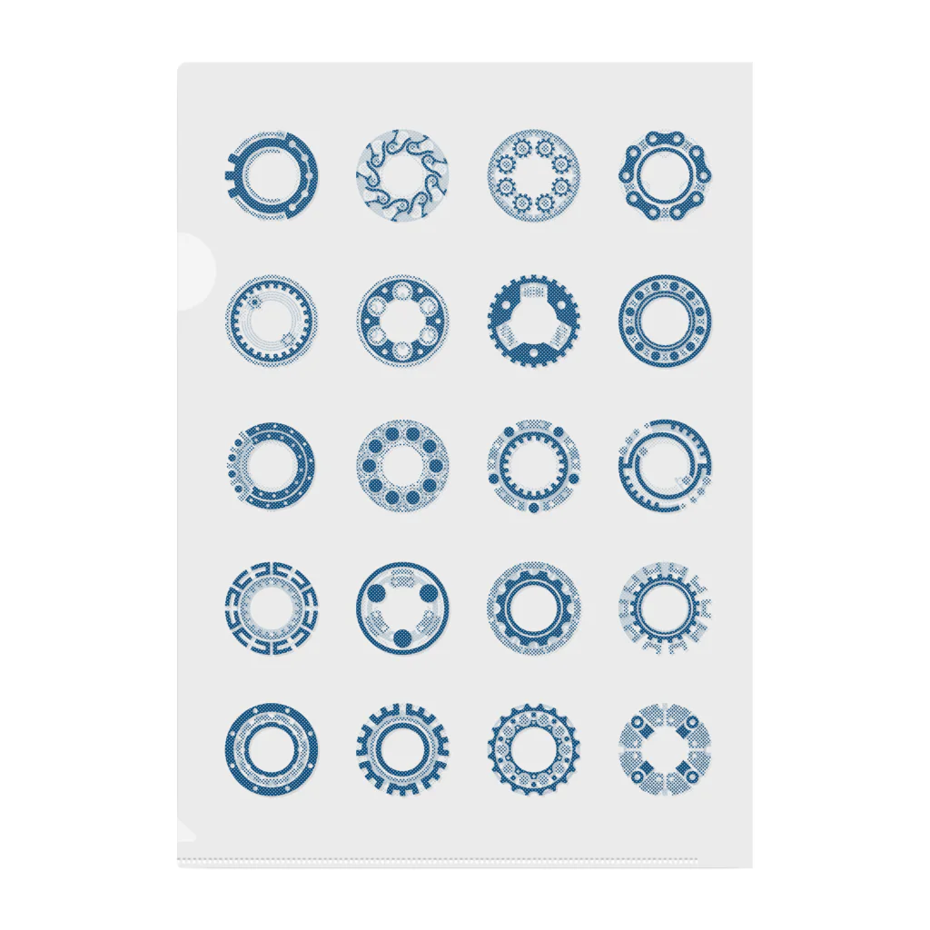 青色品評会 購買部の青色機械要素柄 クリアファイル（トーンドット） クリアファイル