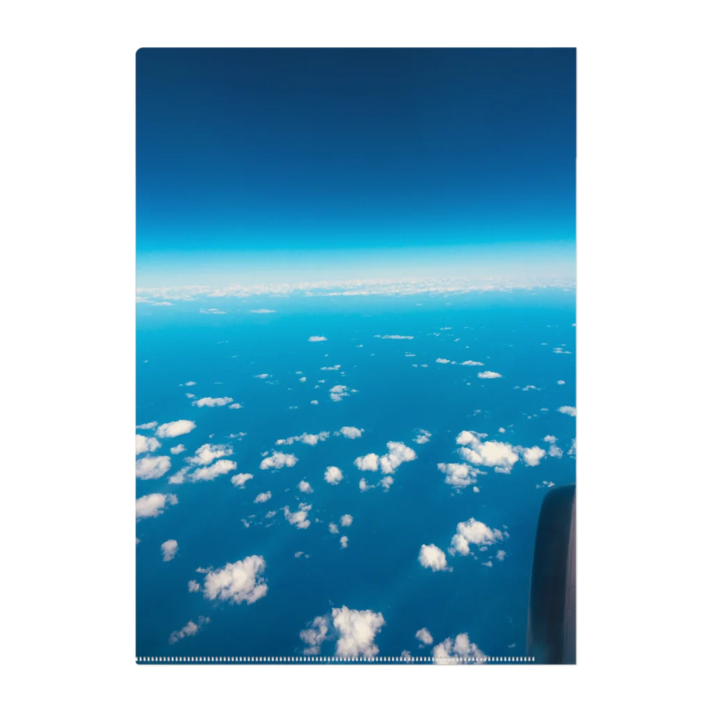 青空の飛行機から見た青空 クリアファイル