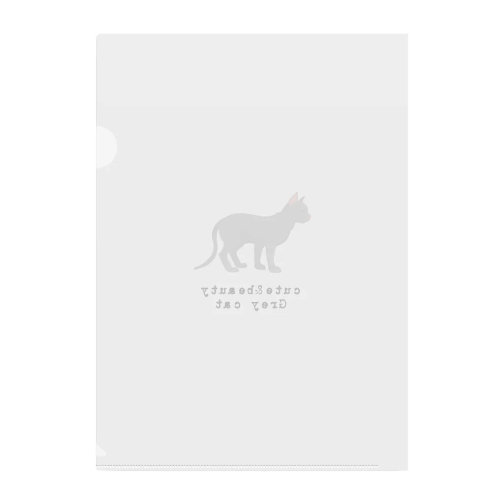 orange_honeyの猫1-14 灰猫 Clear File Folder