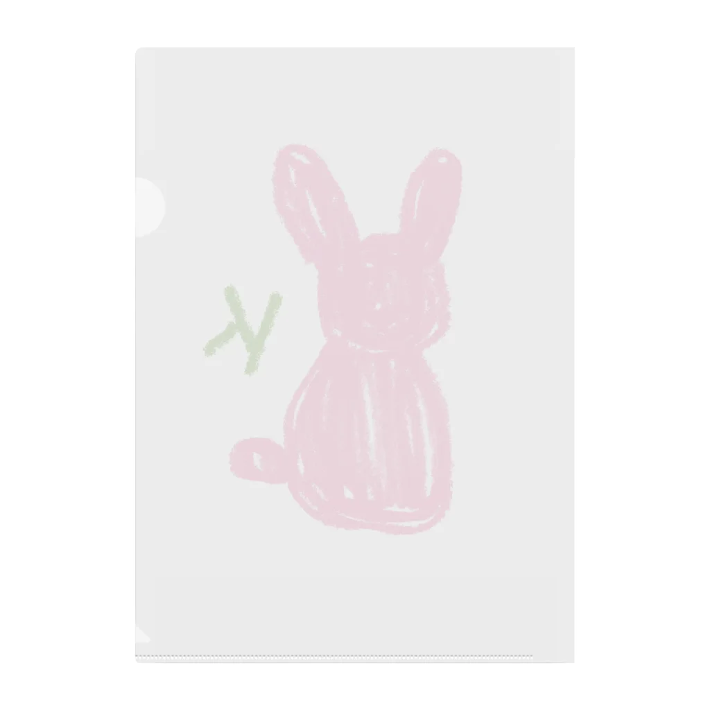 そらもようのイニシャルK ピンクうさぎ 後ろ姿🐰 Clear File Folder