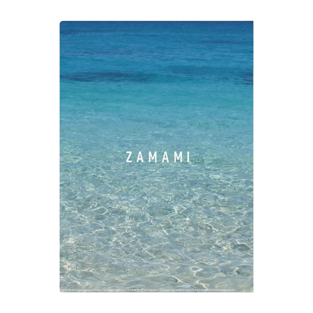 はれうさぎの沖縄座間味の海【波B-2】慶良間ブルー｜ZAMAMIの文字入り Clear File Folder