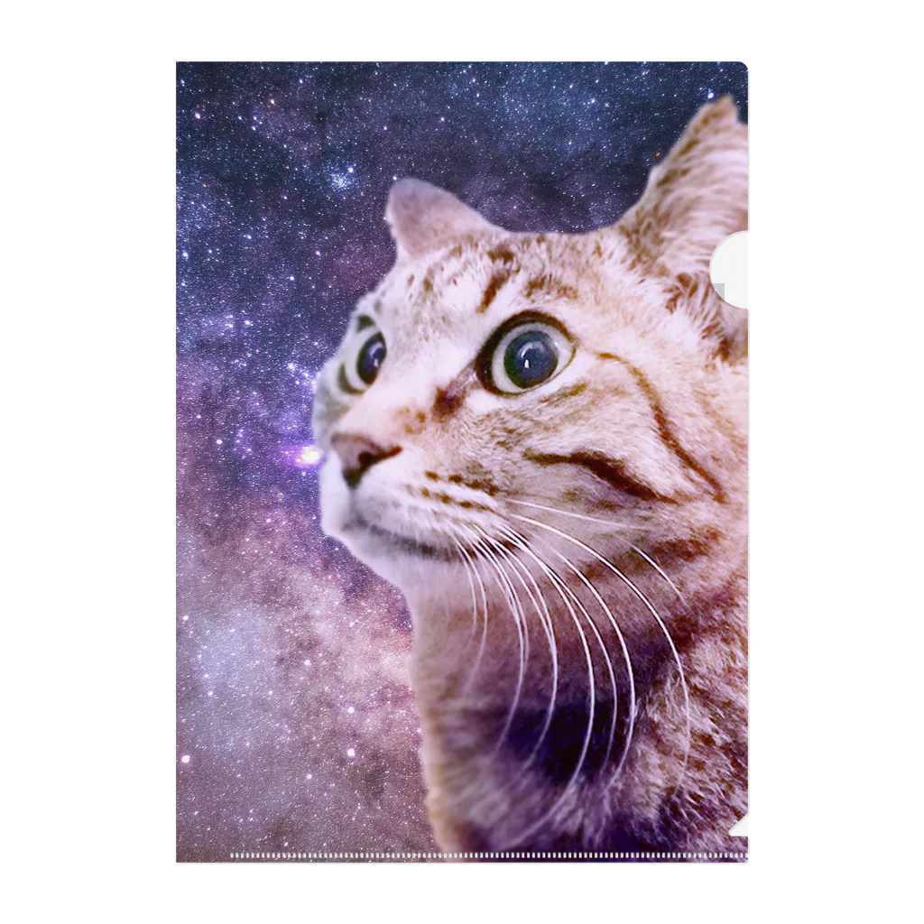 猫侍 ショップの宇宙猫 - KAGICHAN クリアファイル