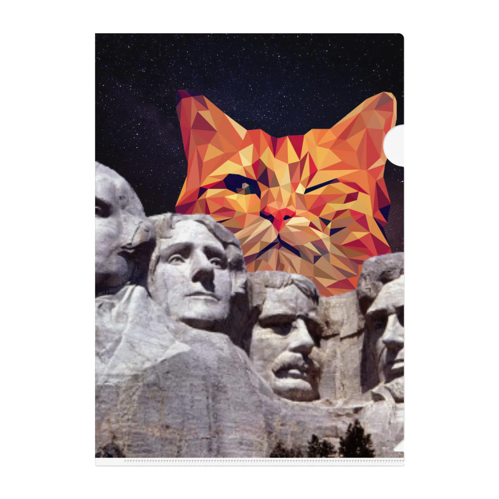 SPADAのMoai Statue and Cat Art Clear File Folder