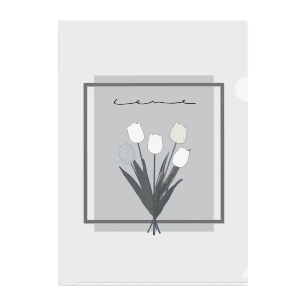 rilybiiのgrayish color × white × charcoal ×  tulip bouquet クリアファイル