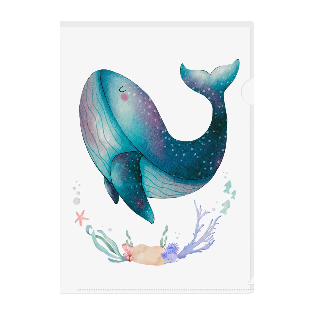 Designed by Ry0のDreaming whale  〜夢見るクジラ〜 Clear File Folder