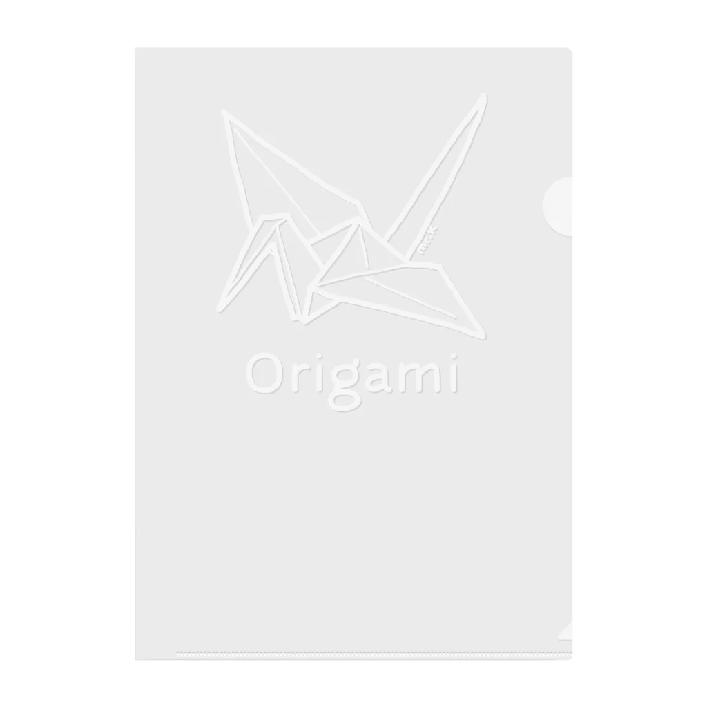 MrKShirtsのOrigami (折り紙鶴) 白デザイン クリアファイル