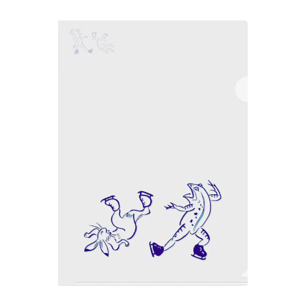 HorSen-koの鳥獣戯画スケート兎と蛙 Clear File Folder