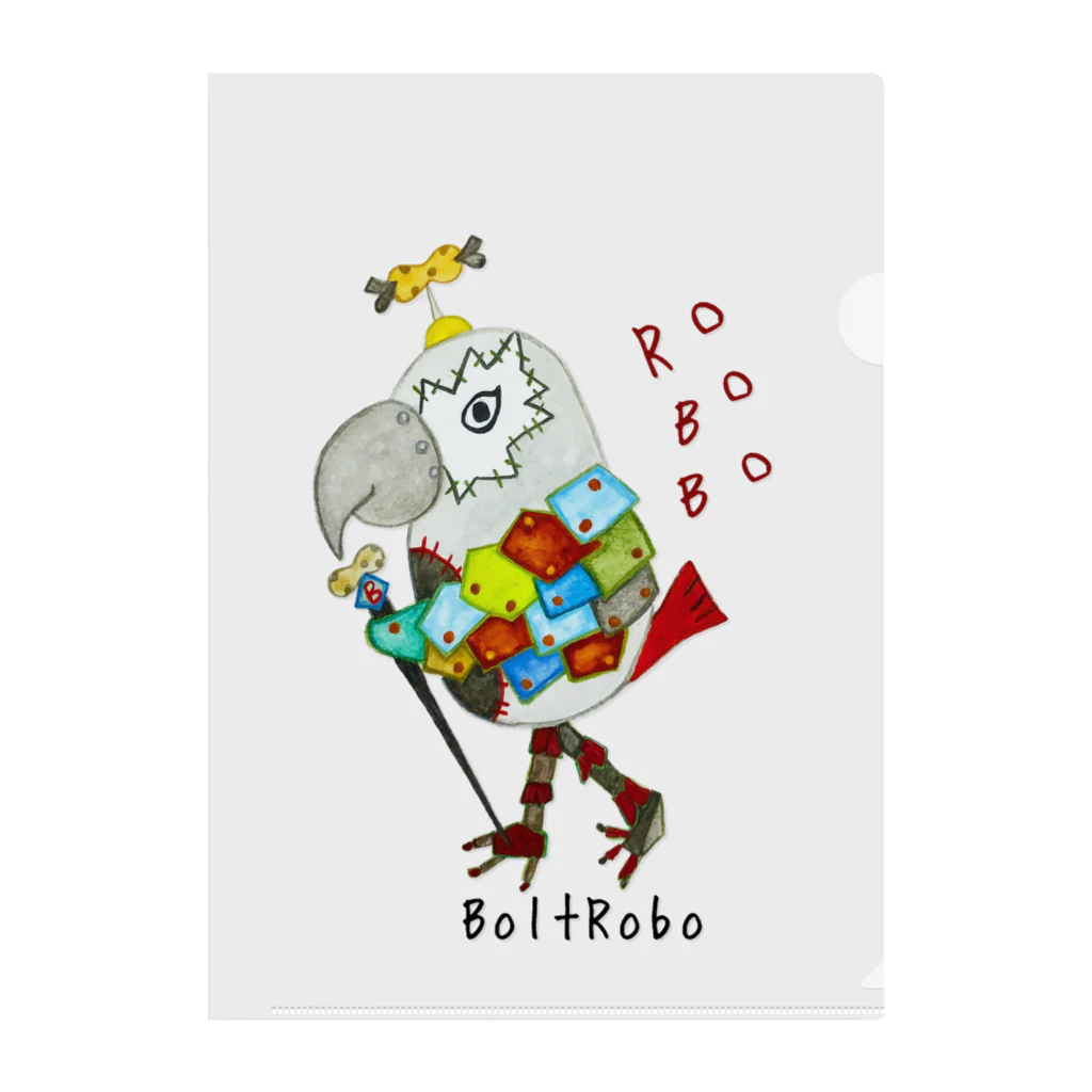 ねこぜや の ROBOBO ヨウムのボルトロボ  Clear File Folder