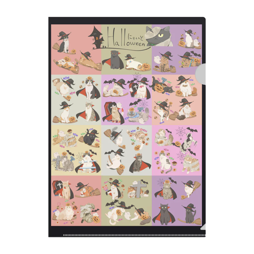 だいこくの猫絵生活ショップのハロウィンクリアファイル Clear File Folder