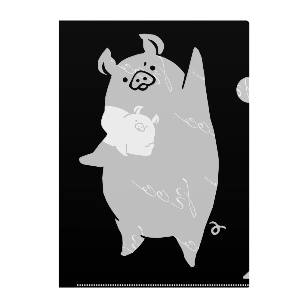 前髪ぱっつん◆SUZURI店の【両面】豚がはりきる クリアファイル