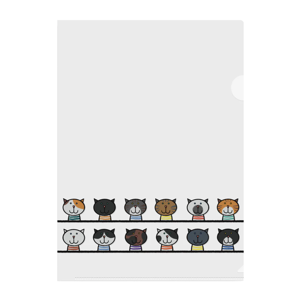 Yellow_Sparrowのせいぞろいするねこ Clear File Folder