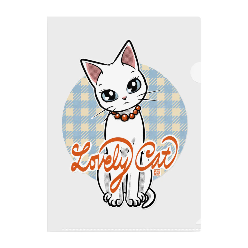 BATKEI ARTのCute White Cat Misty Clear File Folder