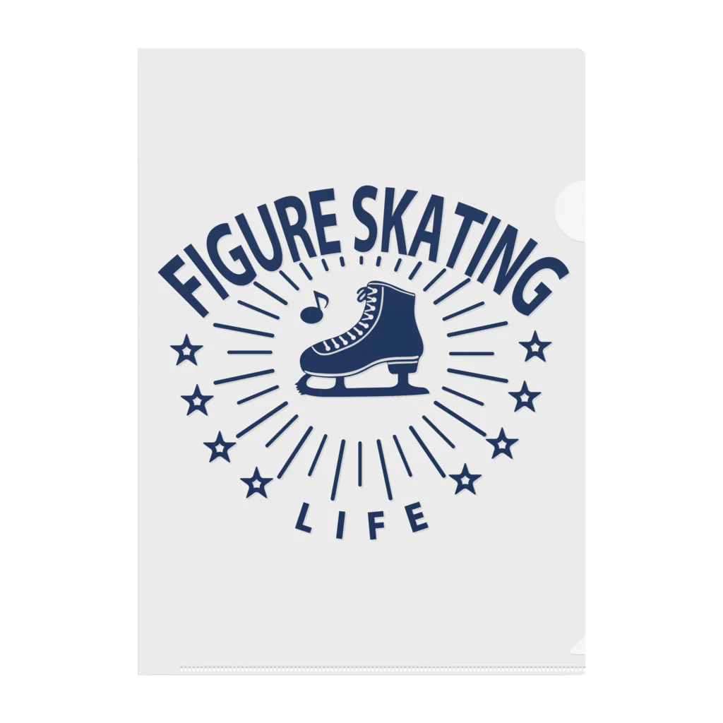 sports_tower スポーツタワーのフィギュアスケート・星・figure skating・グッズ・デザイン・フィギアスケート・#Tシャツ・ステップ・スピン・ジャンプ・スケート靴イラスト・技・男子・女子・かっこいい・かわいい・アイスダンス クリアファイル