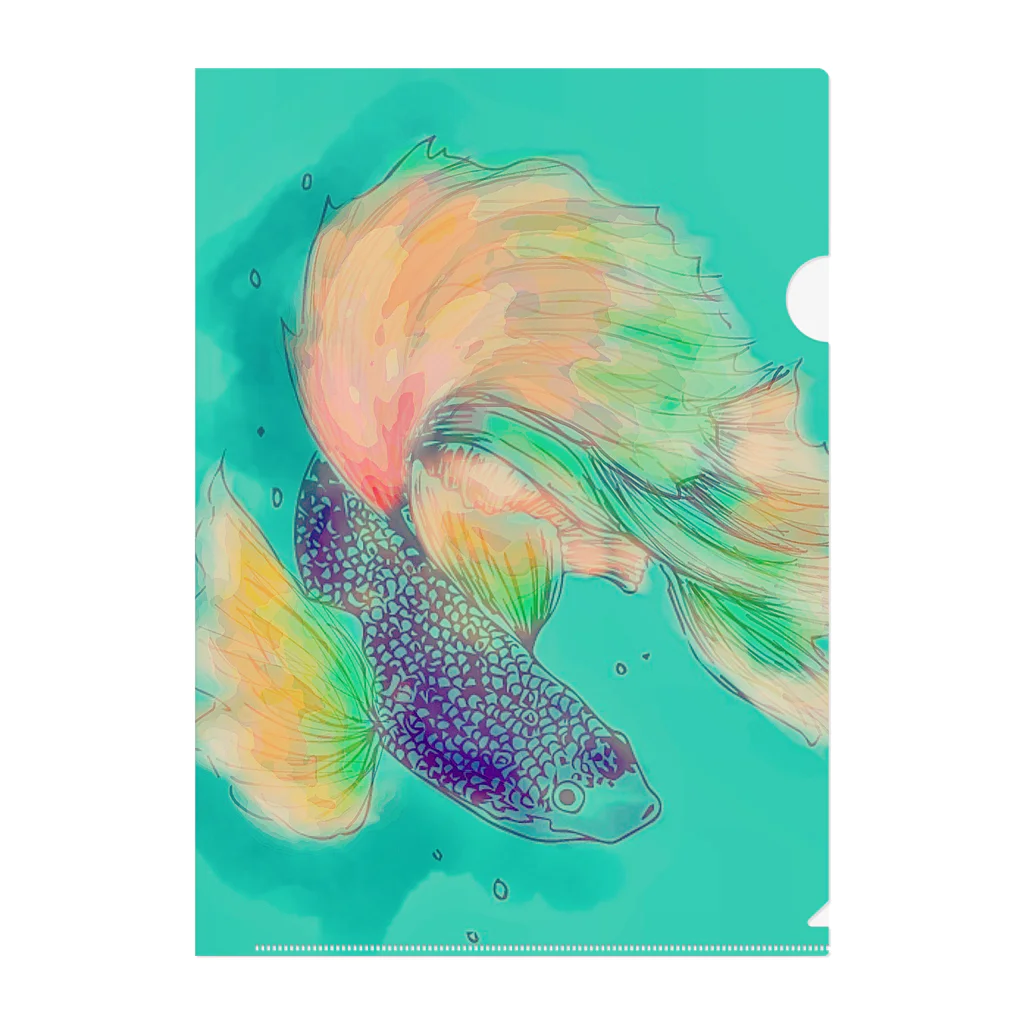 @7chiのベタ_ミントグリーン Clear File Folder