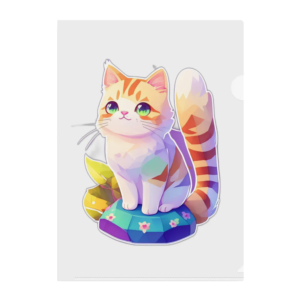 dolphineの上目遣いで見上げるrainbow cute cat Clear File Folder