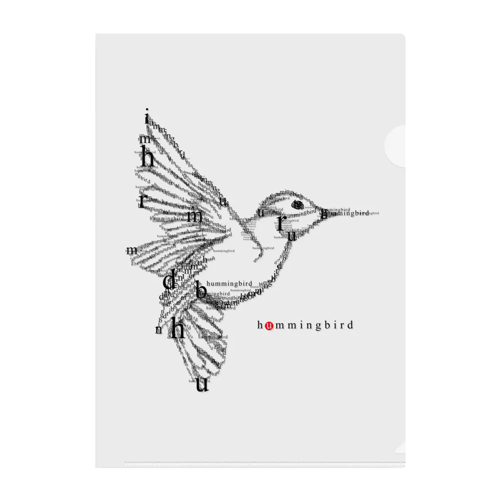 t-shirts-cafeのフォントイラストレーション『hummingbird（ハミングバード・ハチドリ）』 クリアファイル
