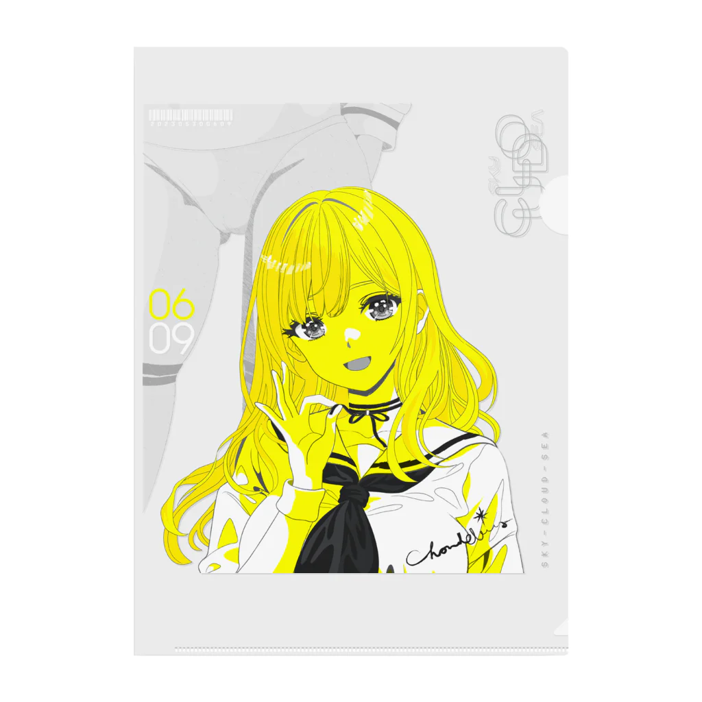 loveclonesのSKY-CLOUD-SEA 06/09 線画 ガールズイラスト Clear File Folder