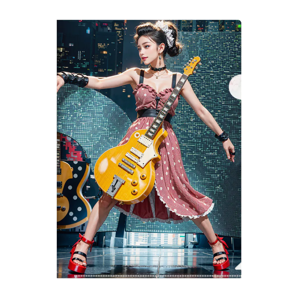 AiMu_Factory🌺🏝のRockabilly Girl / ロカビリーガール_ギター01 Clear File Folder